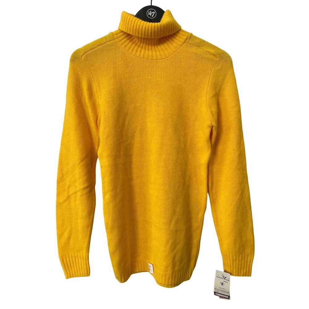Vintage 80s Sweetree Sweater Size Small Turtleneck Yellow Deadstock NEW